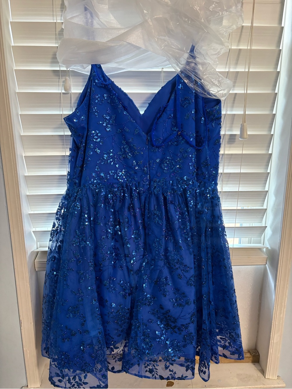 Dancing Queen Sapphire Blue Sequin Floral Dress